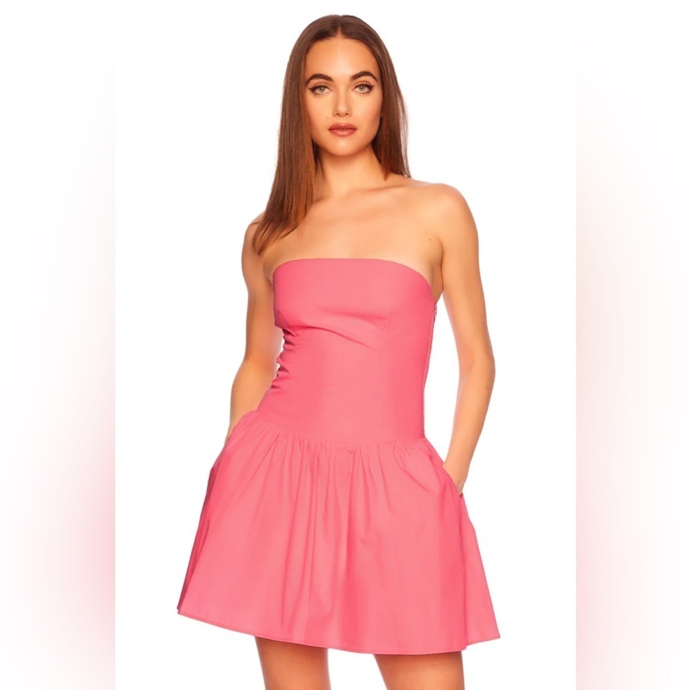 Susana Monaco NWT Poplin Tube Flared Dress Knockout Pink (0205, 0206)